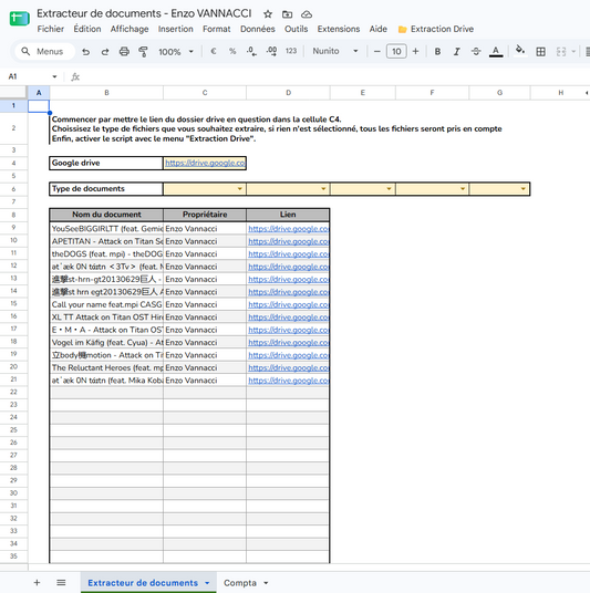Extracteur de documents Google Drive