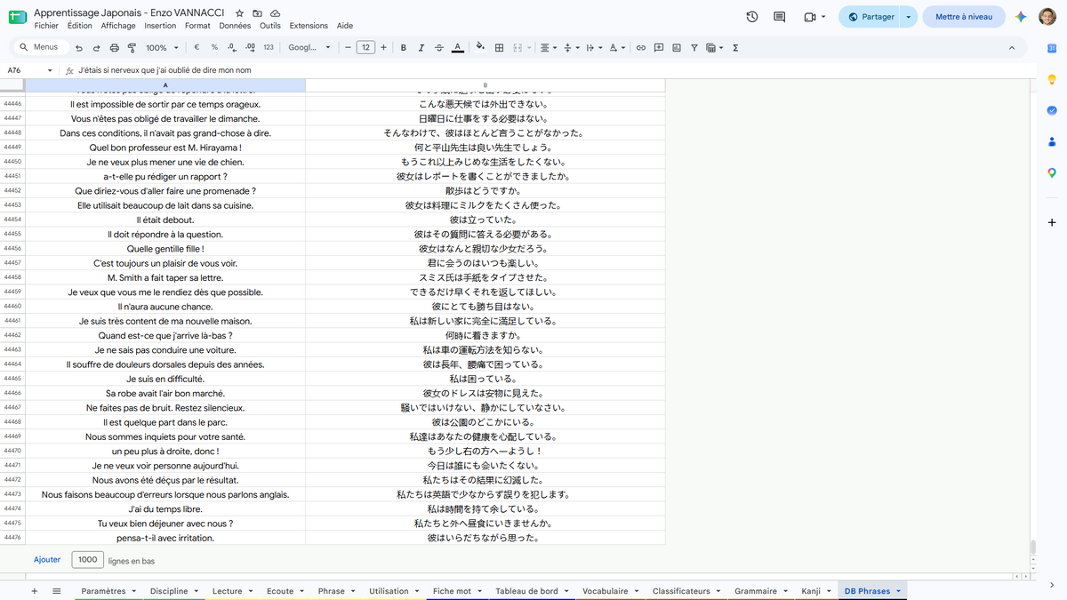 Apprentissage Japonais