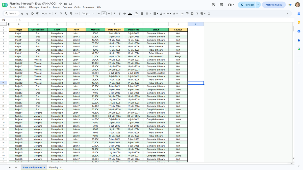 Planning interactif